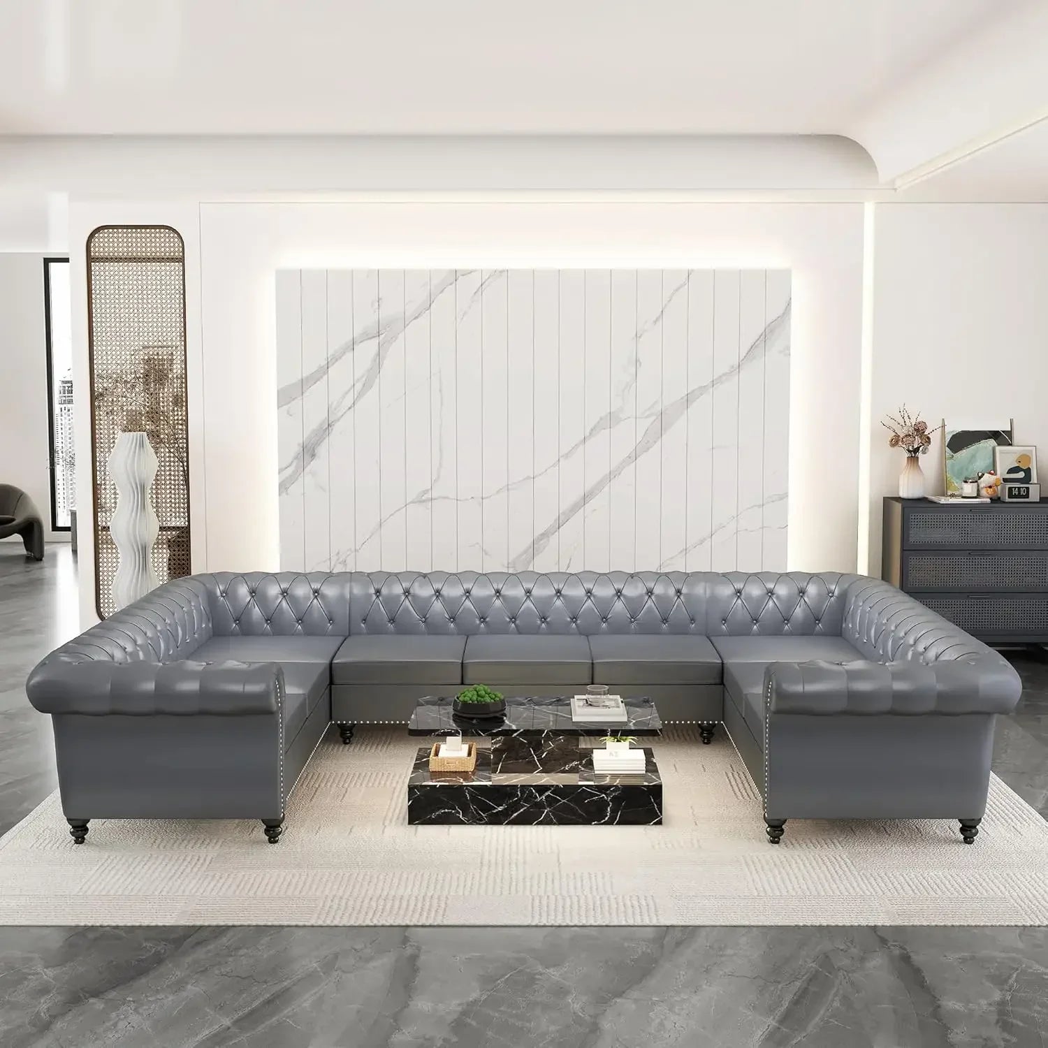 ArtZ® Luxe Sofa - Gray Synthetic Leather