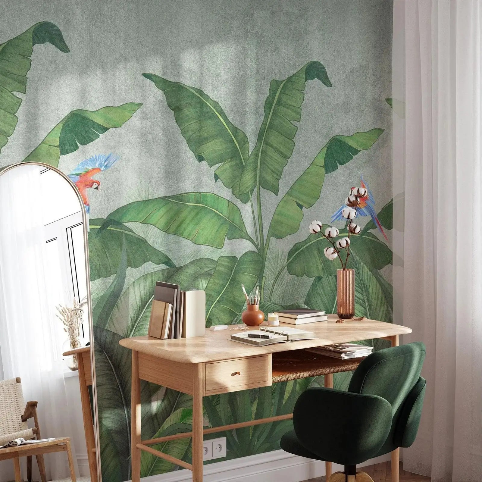 Banana Leaf Parrot Mural