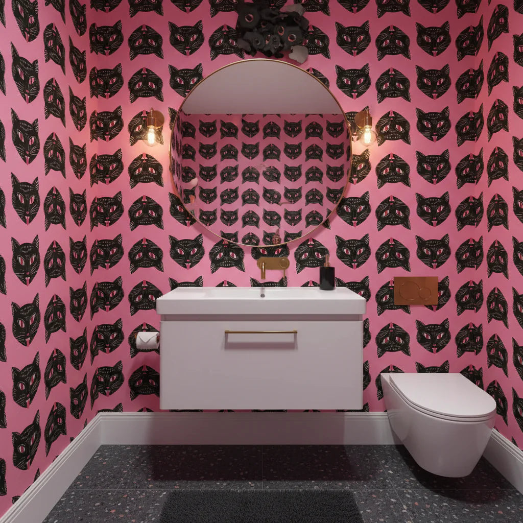 Funky Black Cat Tattoo Wallpaper