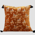 Vermilion Gallop Velvet Chinoiserie Horse Throw Pillow