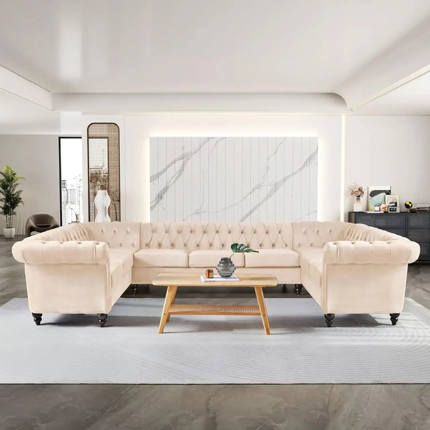 ArtZ® Luxe Sofa - Beige Velvet