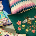 The Green Bee Velvet Decorative Pillow Cover