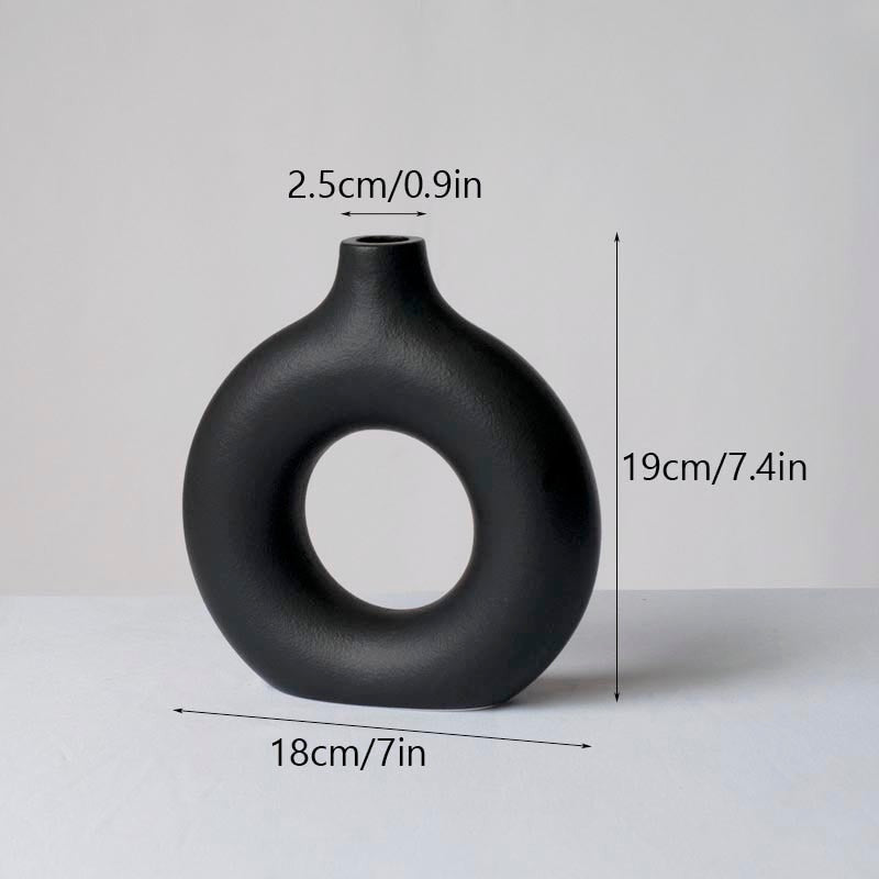 ArtZ® Hollow Ceramic Vase - Black Medium