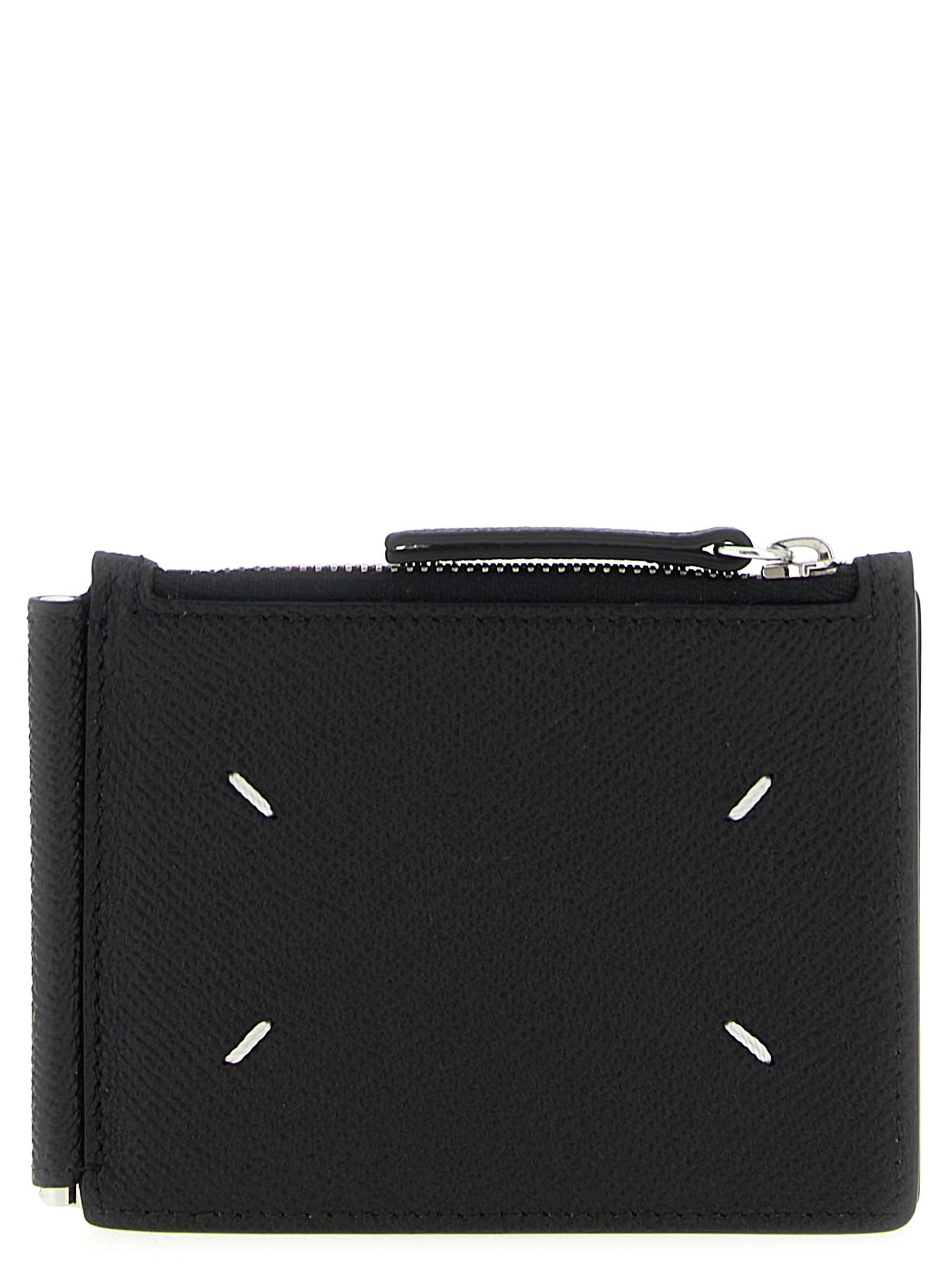 Maison Margiela Leather with Logo Detail Wallet — Black
