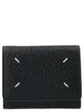 Maison Margiela Stitched Hammered Leather Wallet — Black