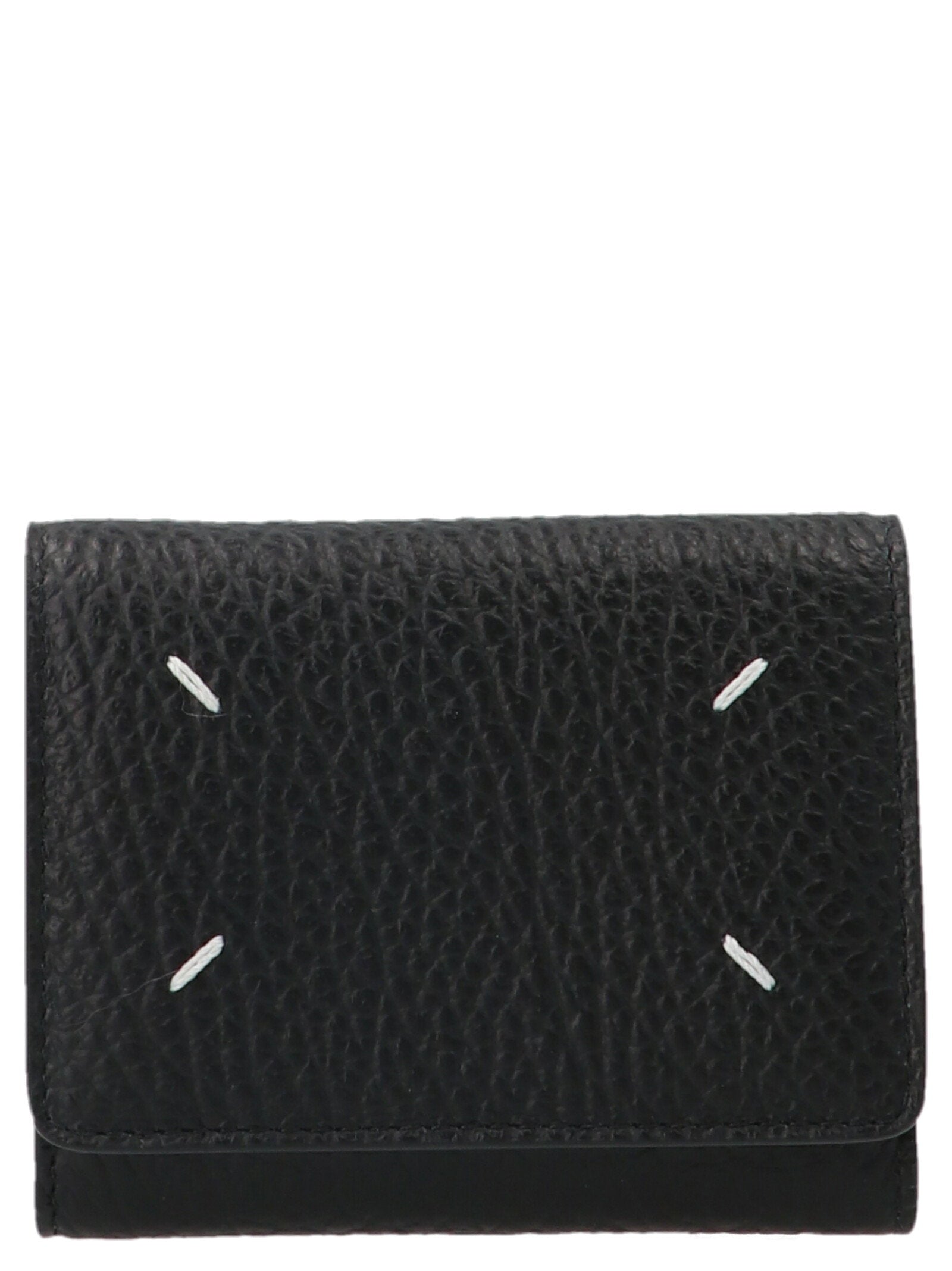 Maison Margiela Stitched Hammered Leather Wallet — Black