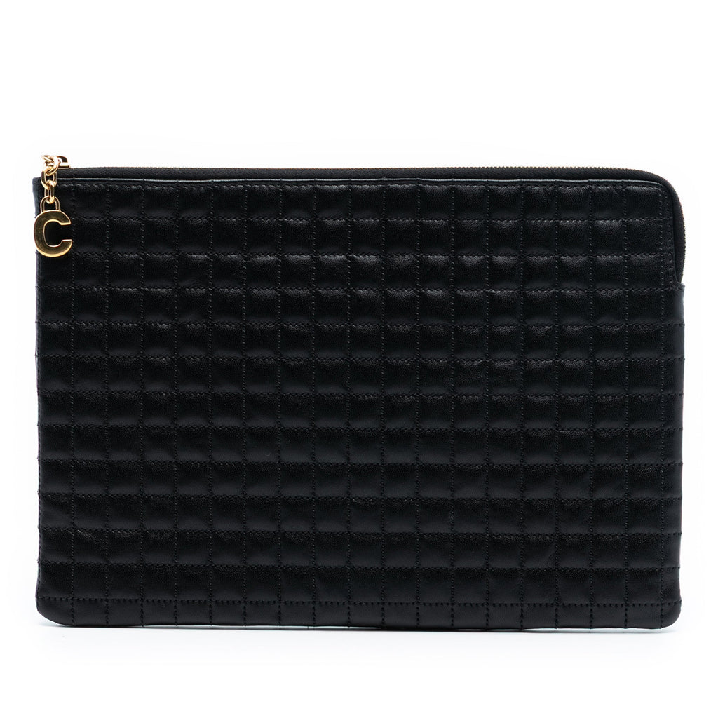 Quilted Calfskin C Charm Pouch