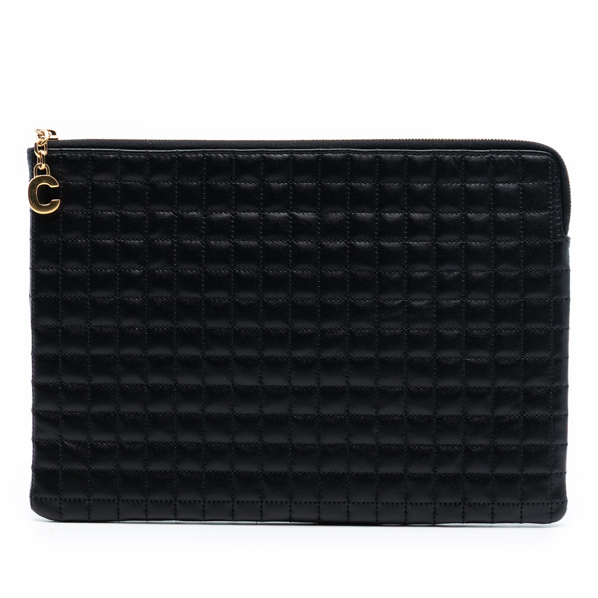 Quilted Calfskin C Charm Pouch
