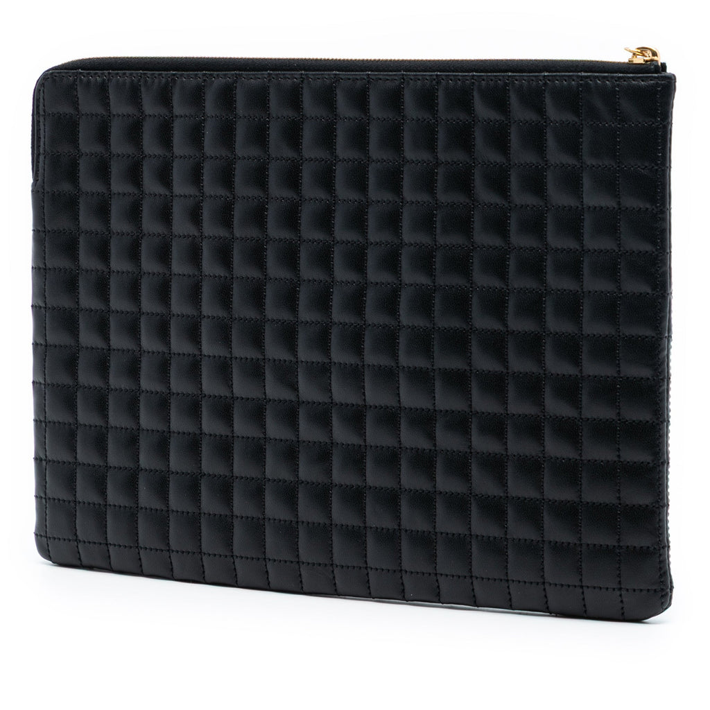Quilted Calfskin C Charm Pouch