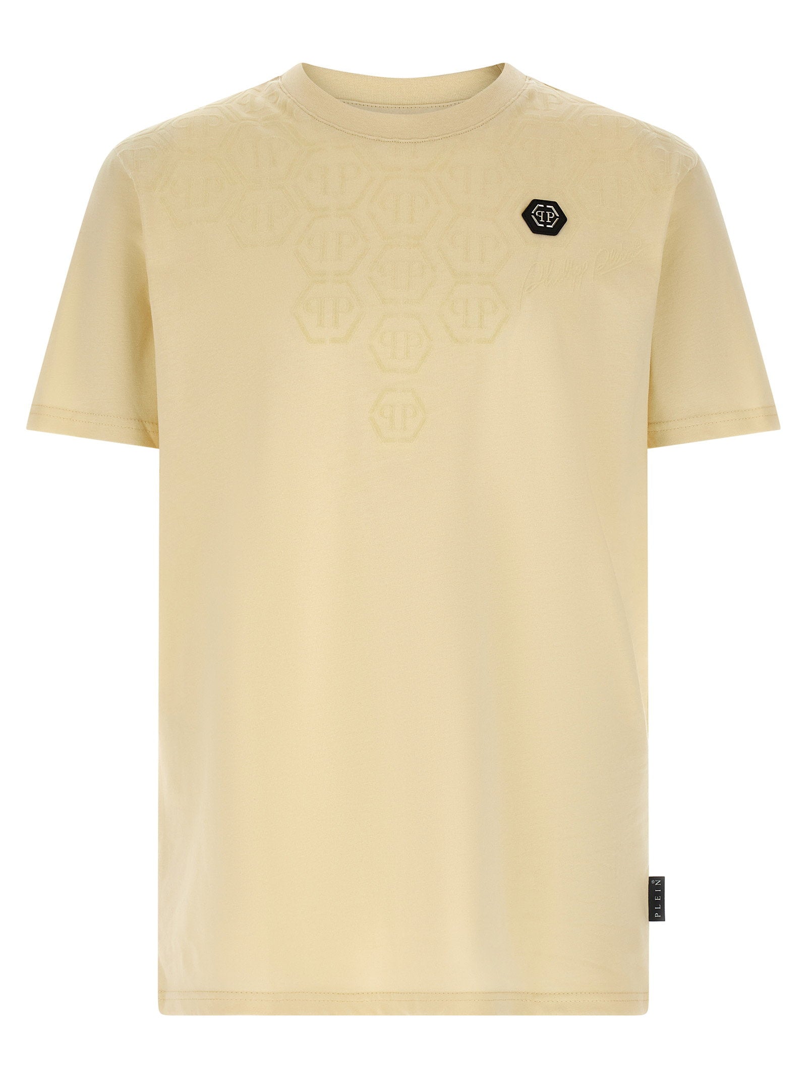 Philipp Plein Logo-Embroidered Cotton T-shirt — Cream