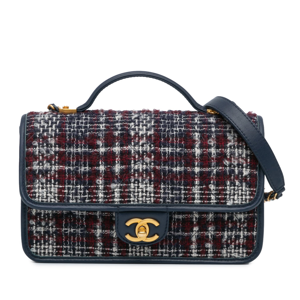Small Tweed School Memory Top Handle Flap