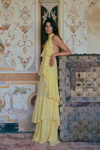 Layered Chiffon Gown (Butter Yellow)