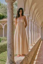 Ruched Chiffon Dress (Gold)