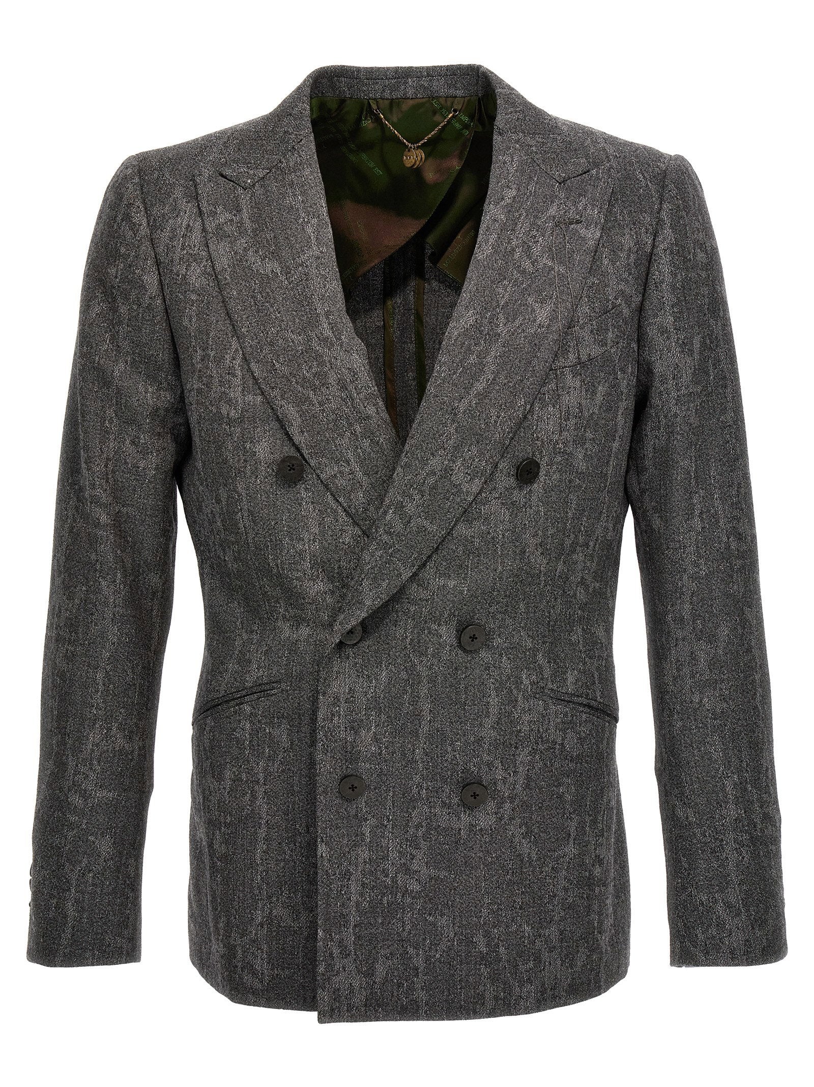 Maurizio Miri Double-Breasted Wool Blazer — Charcoal