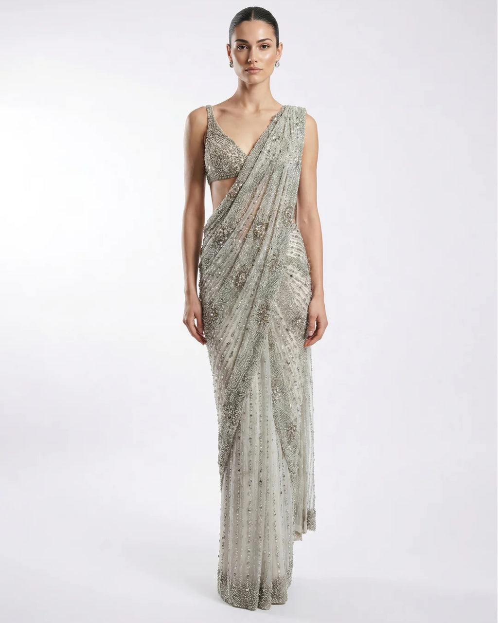 Tidal Frost Sari By KYNAH, Luxury Indian Fashion & Bridal Wear