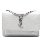 Mini Croc Embossed Leather Monogram Sunset Wallet on Chain