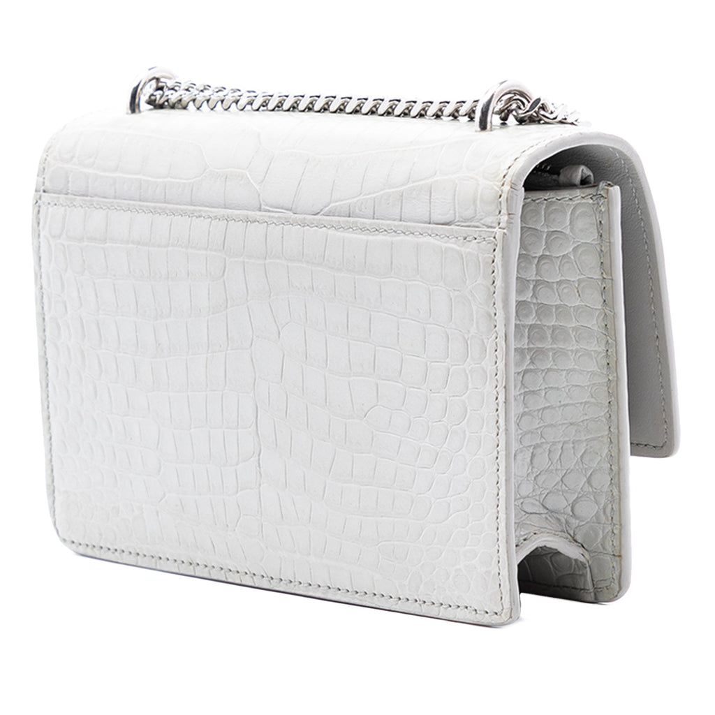 Mini Croc Embossed Leather Monogram Sunset Wallet on Chain