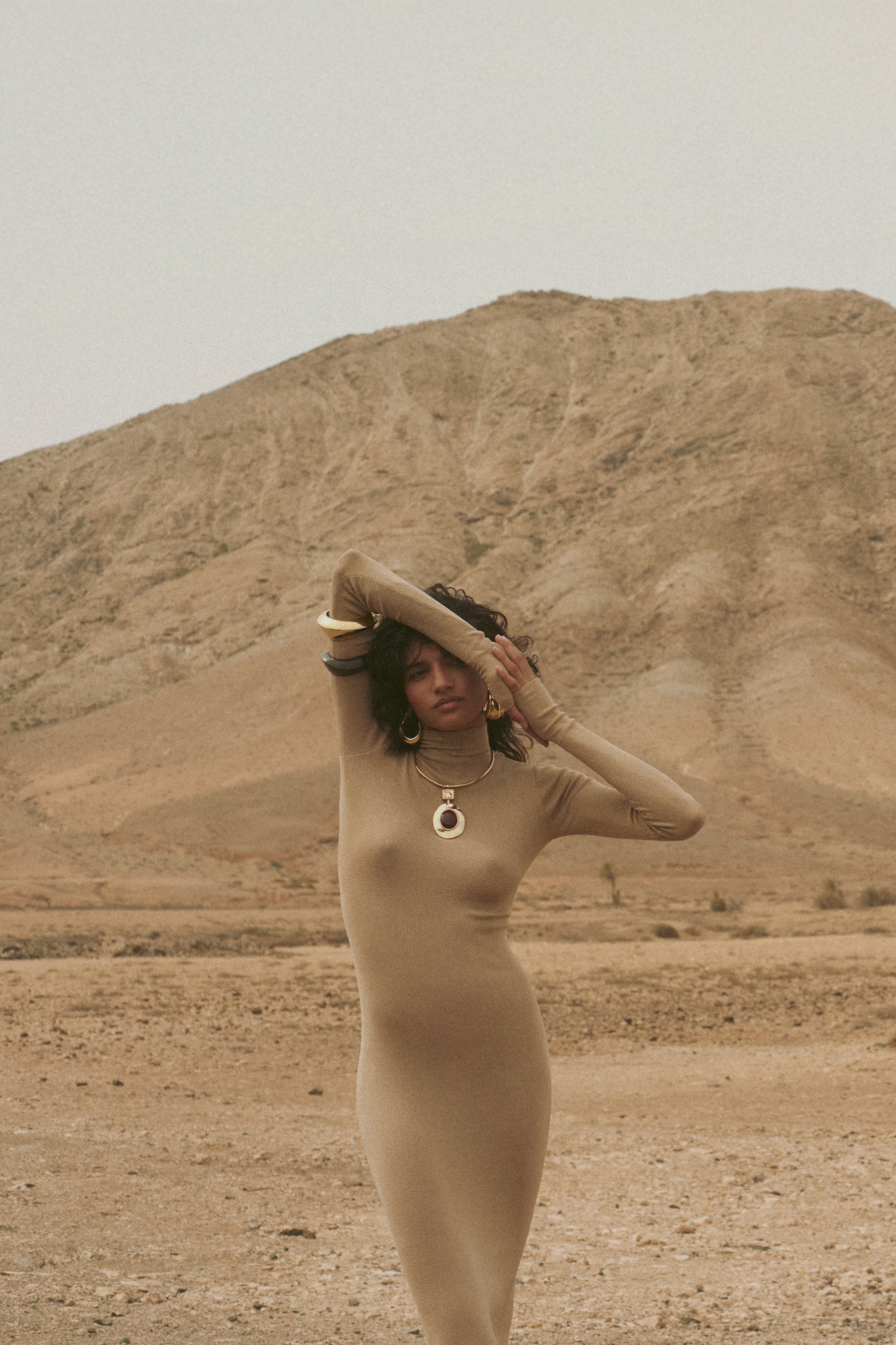 Shimmer Mockneck Dress (Gold)