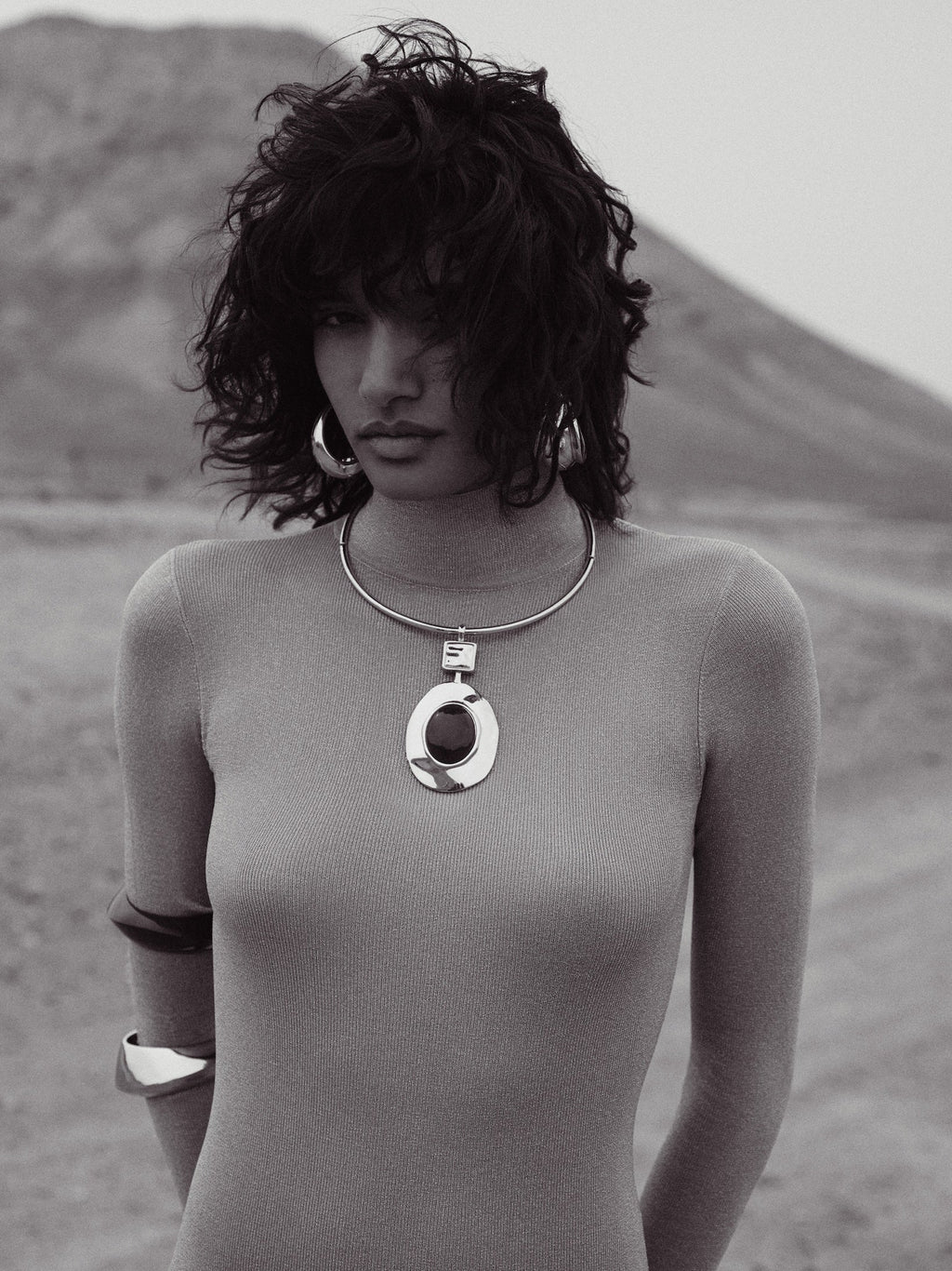 Stone Drop Necklace (Silver/Oxblood)