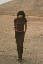 Ribbed Knit Top (Chocolate Brown)