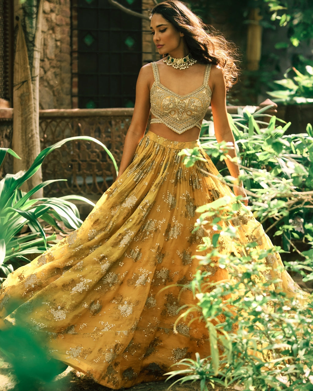 Mustard Lisa Sylvia Lehenga Set By KYNAH, Luxury Indian Fashion & Bridal Wear