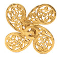 Gold Plated CC Fretwork Clover Brooch
