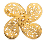 Gold Plated CC Fretwork Clover Brooch
