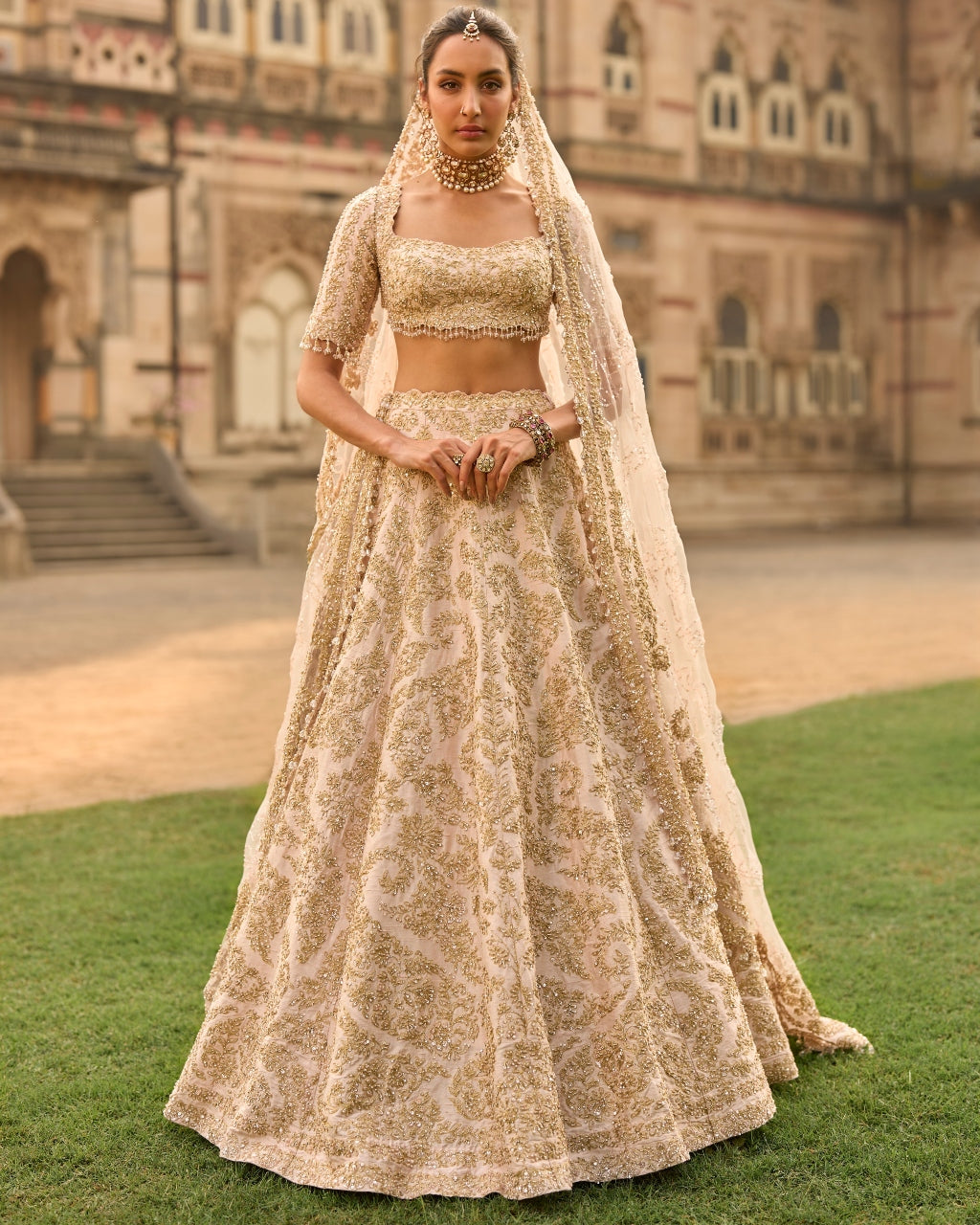 Powder Peach Lehenga Set By KYNAH, Luxury Indian Fashion & Bridal Wear