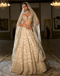 Ivory Sage Zardosi Lehenga Set By KYNAH, Luxury Indian Fashion & Bridal Wear