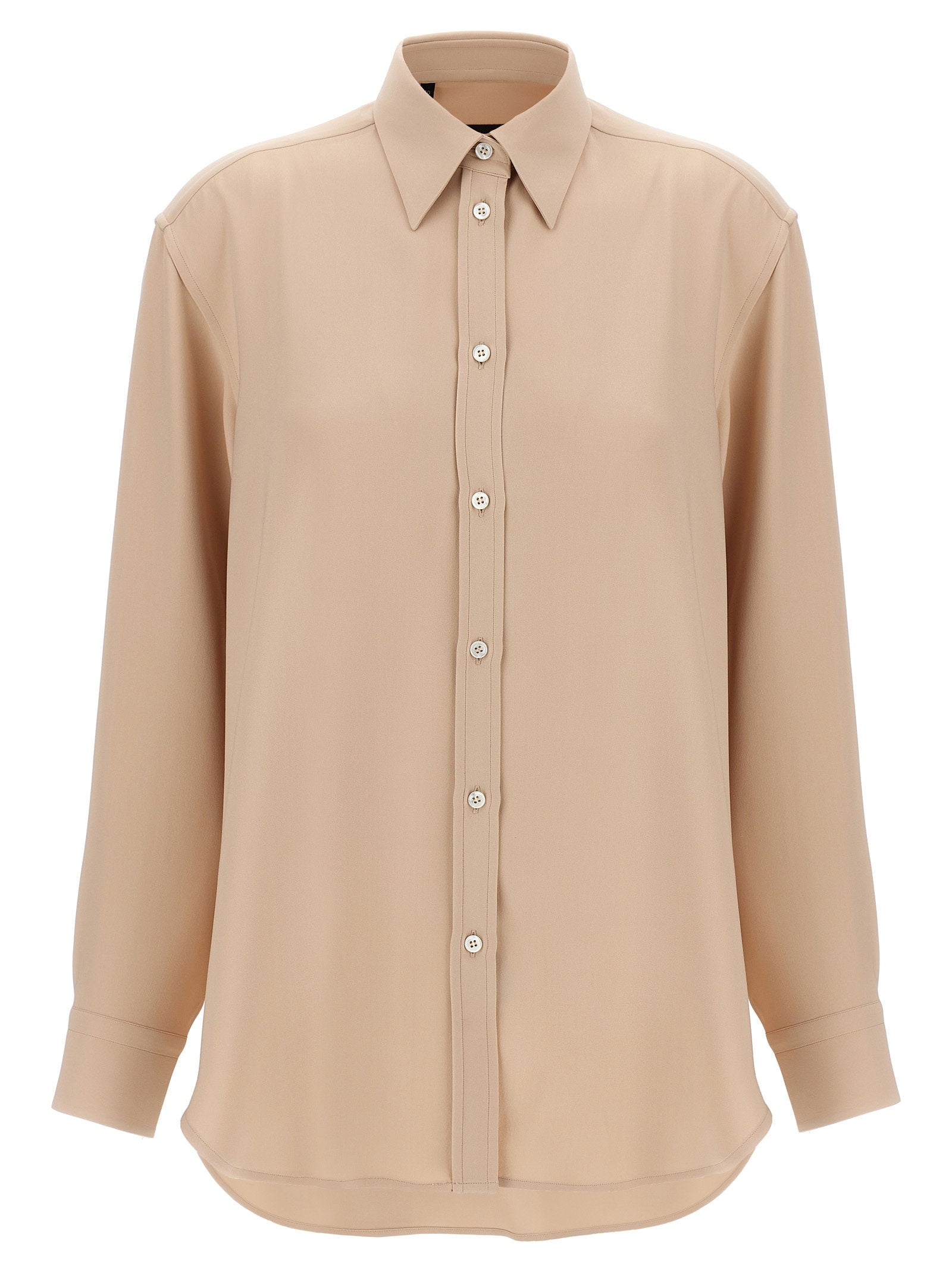Brioni Silk Cady Shirt — Beige