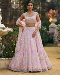 Powder Pink Sequin Lehenga Set By KYNAH, Luxury Indian Fashion & Bridal Wear