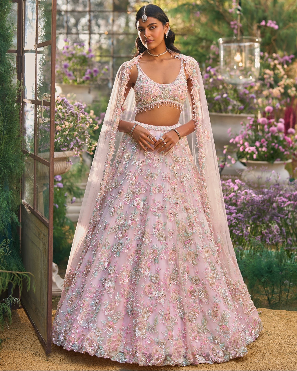 Light Pink Sequin Lehenga Set By KYNAH, Luxury Indian Fashion & Bridal Wear