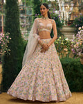 Powder Peach Floral Lehenga Set By KYNAH, Luxury Indian Fashion & Bridal Wear