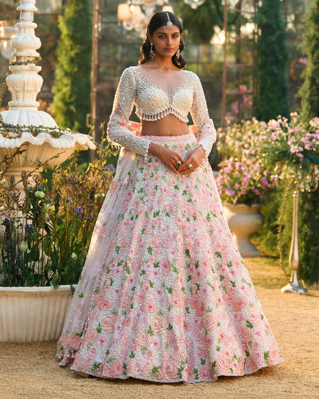 Pearl Floral Lehenga Set By KYNAH, Luxury Indian Fashion & Bridal Wear