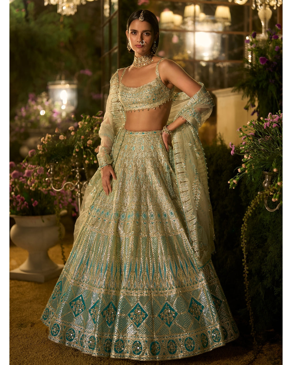 Turquoise Blue Lehenga Set By KYNAH, Luxury Indian Fashion & Bridal Wear