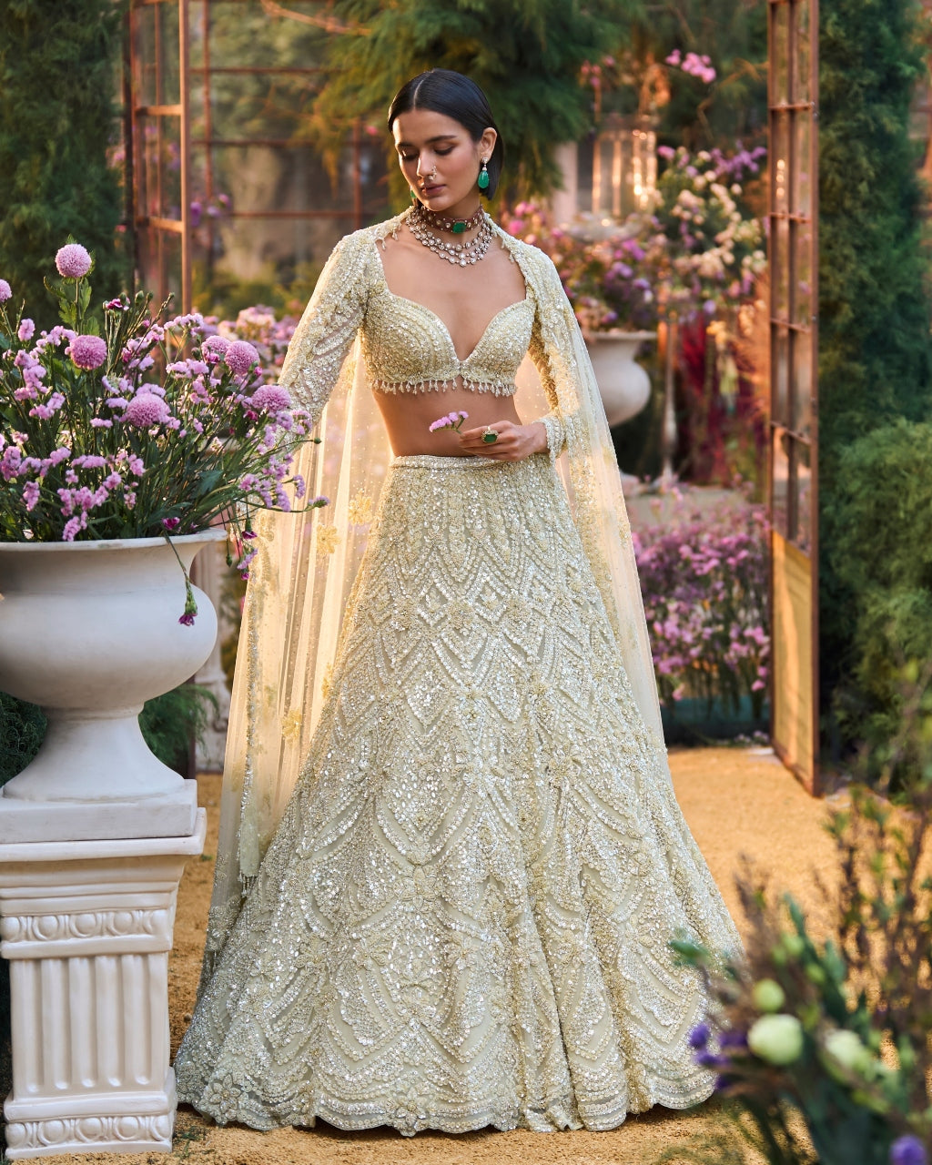 Sage Green Sequin Lehenga Set By KYNAH, Luxury Indian Fashion & Bridal Wear