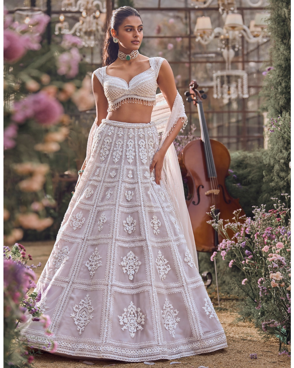 Ice Grey Dori Lehenga Set By KYNAH, Luxury Indian Fashion & Bridal Wear