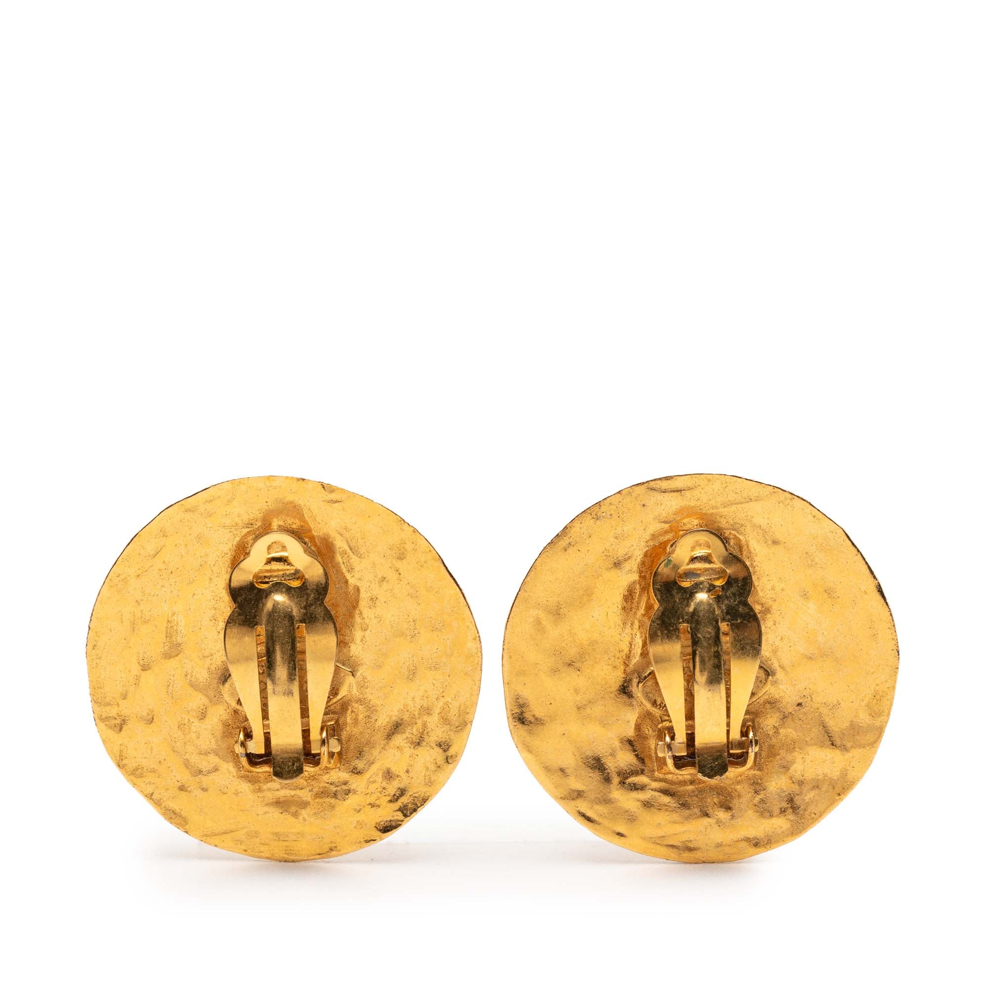 Gold Plated CC Round 31 Rue Cambon Clip on Earrings