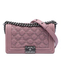 Old Medium Quilted Crumpled Calfskin Studded Boy Flap