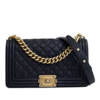 Old Medium Quilted Caviar Boy Flap