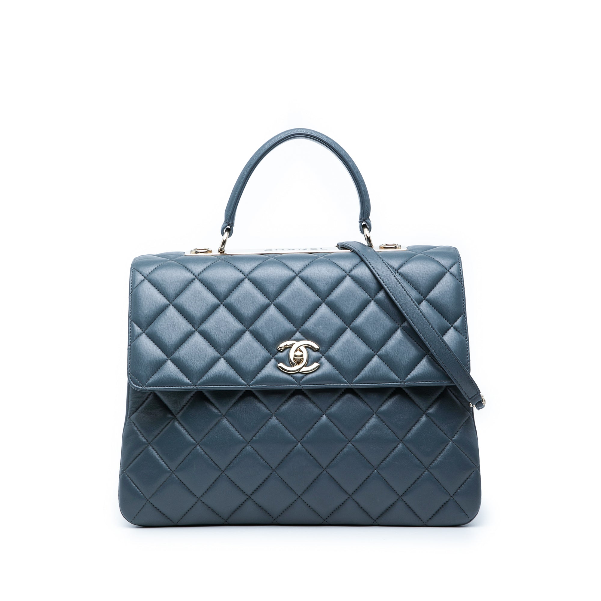 Large Lambskin Trendy CC Top Handle Flap