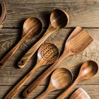 SET DE 5 UTENSILLOS DE COCINA, MADERA NATURAL.