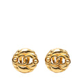Gold Plated CC Round Clip On Earrings