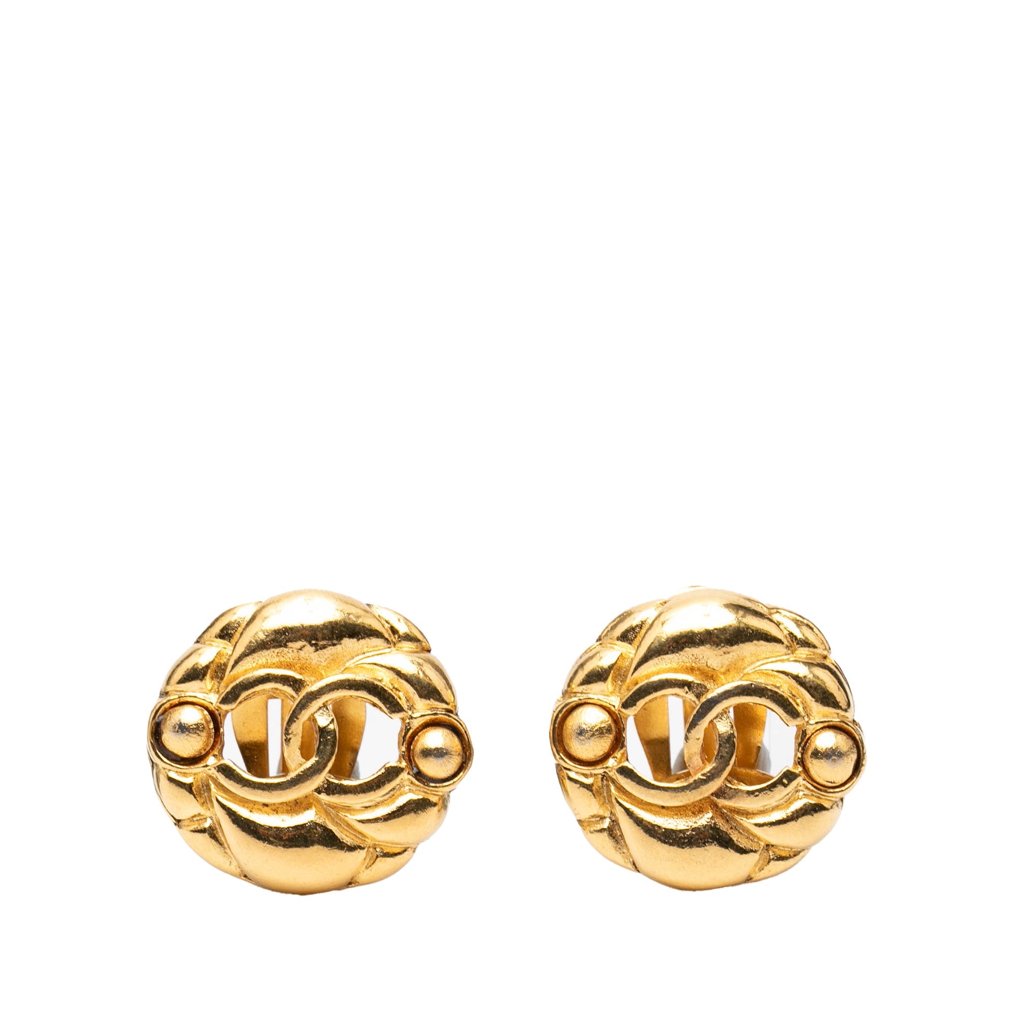Gold Plated CC Round Clip On Earrings