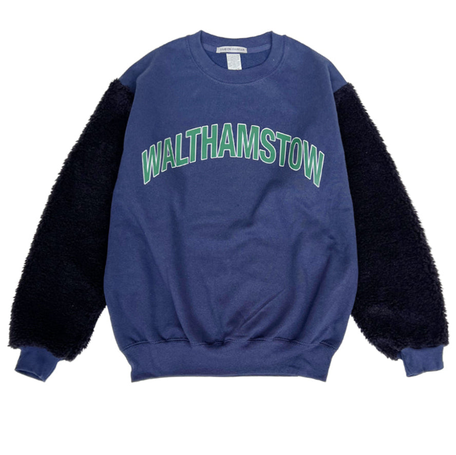 Fur Sleeve Sweatshirt | Navy