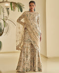 Nude Floral Sharara Set By KYNAH, Luxury Indian Fashion & Bridal Wear