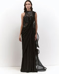 The Black Cosmic Prism Sari Gown By KYNAH, Luxury Indian Fashion & Bridal Wear
