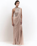 The Peach Blush Cosmic Prism Sari Gown By KYNAH, Luxury Indian Fashion & Bridal Wear
