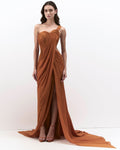 The Ochre Corset Drape Sari Gown By KYNAH, Luxury Indian Fashion & Bridal Wear