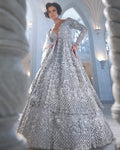 Chapelle Silver Cut Work Jacket Lehenga Set By KYNAH, Luxury Indian Fashion & Bridal Wear